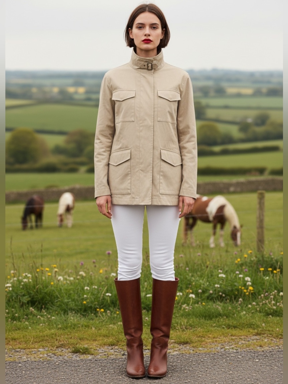 Burberry Beige Utility Field Jacket with High Buckle Collar